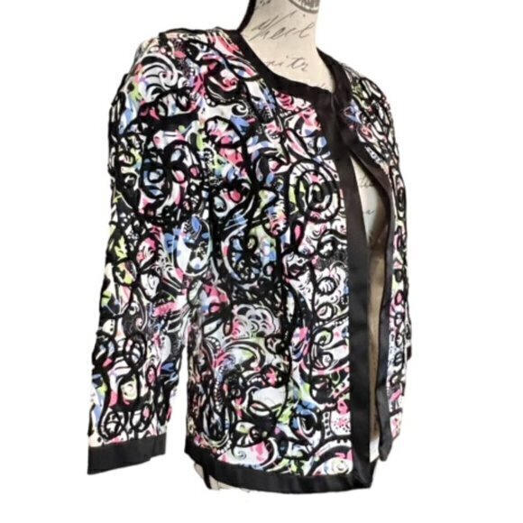 Trenz by‎ Theresa Renz Jacket Blazer Small Lined 3/4 Sleeve Embellish Career EUC - Picture 6 of 14